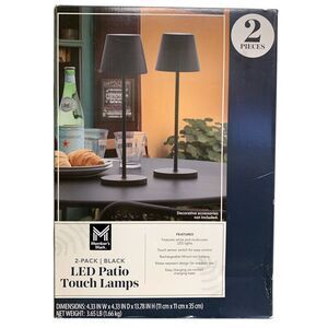 Member's Mark 2-Pack Rechargeable Cordless LED Patio Touch Lamps - Black